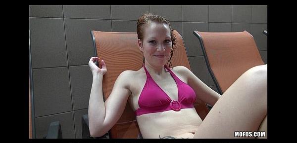  Czech girl is picked up at the public pool for anal in the hottub